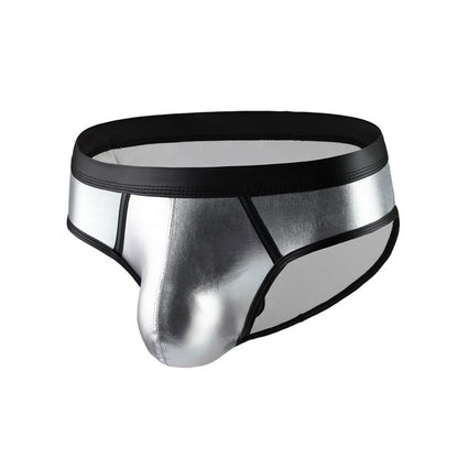 Men's New Bikini Swim Briefs Sexy Patent Leather Color Matching