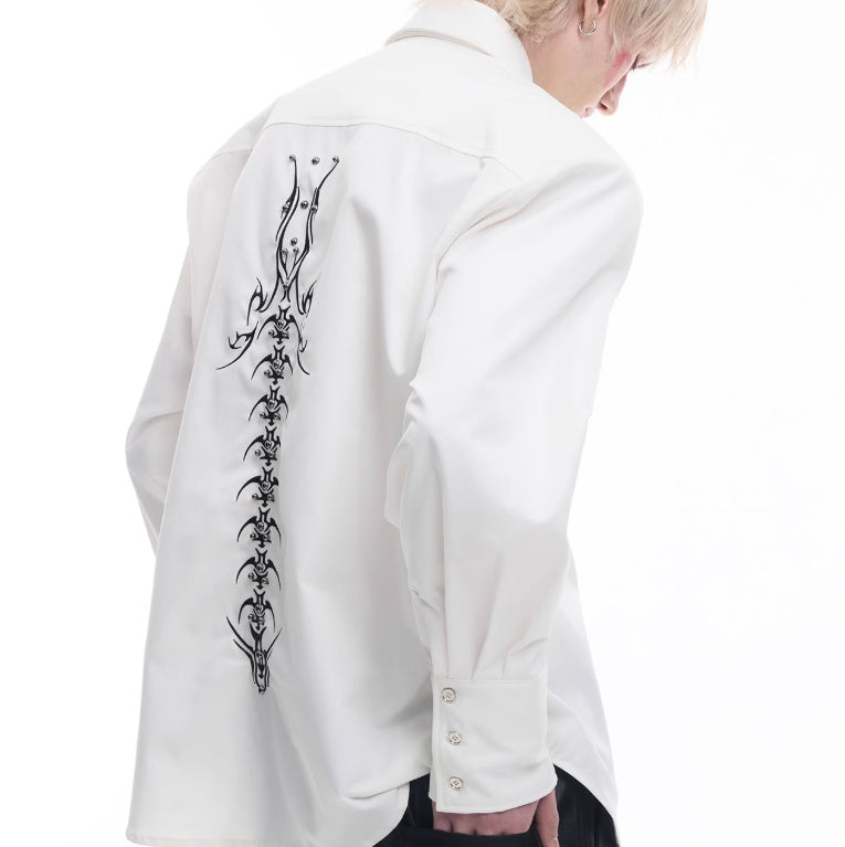 Niche Deconstruction Backbone Embroidered Tie Shirt