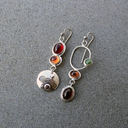 Pendientes geométricos asimétricos creativos hechos a mano para mujer