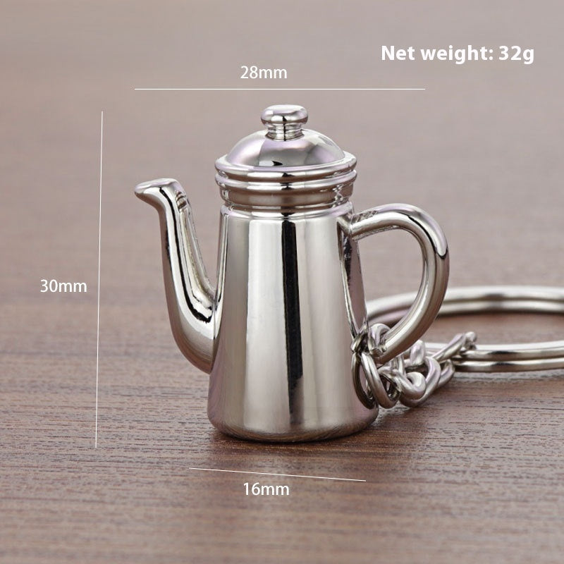 3D Coffee Keychain Metal Car Key Pendant