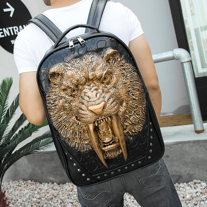 Rucksack mit geprägtem dreidimensionalem Tigerkopf