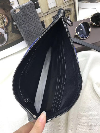 Bolso de mano versátil de piel de becerro encerada para hombre, tejido a mano, moderno y de moda.