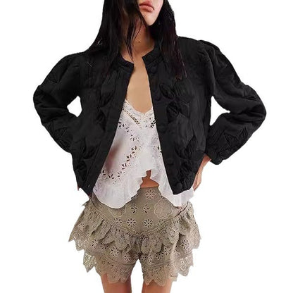 Gewaschene Baumwolle Ahornblatt befestigt Tuch bestickt Damen Mantel Baumwolle gefütterte Jacke