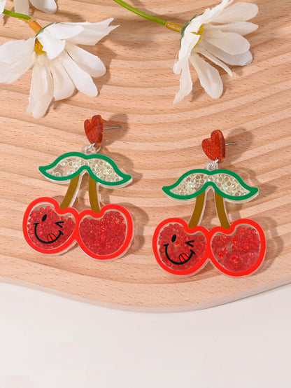 Pendientes de helado de cereza, fresa, sandía, piña y pastel de coco para mujer