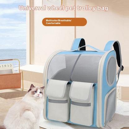 Trolley-Tasche für Haustiere, Katzentasche, große Kapazität, tragbar, atmungsaktiv
