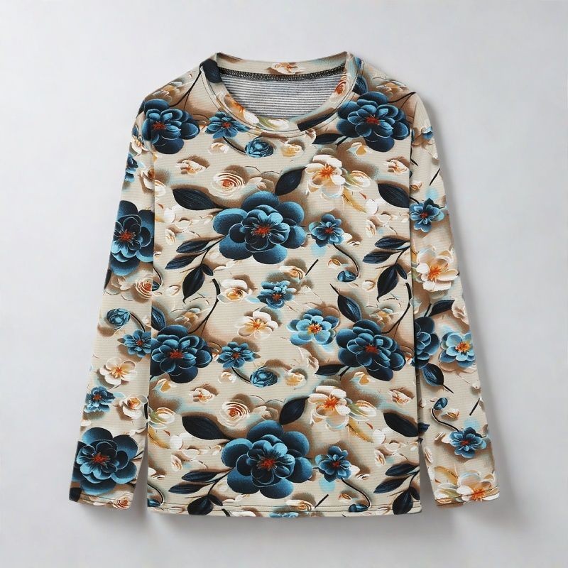 Skin-friendly Cotton Printed Long Sleeve Western Style Youthful-looking Loose Top