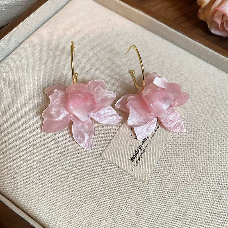 Vintage Acrylic Flower Exaggerated Earrings