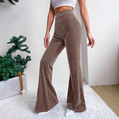 Hohe Taille Lamp Wick Cord Schlaghose Weites Bein Damen