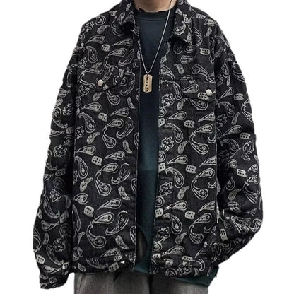 Chaqueta vaquera a cuadros jacquard negra de primavera y otoño
