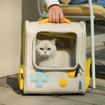 Mochila portátil para mascotas y gatos, estilo retro, plegable, de gran capacidad, para consola de juegos y viajes.