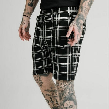 Summer Striped Casual Shorts Straight Leg Cropped Pants Men - BAGMODA