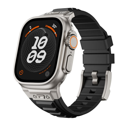 Correa de silicona elástica de alta elasticidad con clavos cruzados para iwatch 1-9 con hebilla plegable de metal