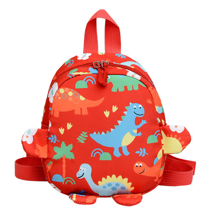 Bonita mochila infantil con diseño de dinosaurio de dibujos animados.