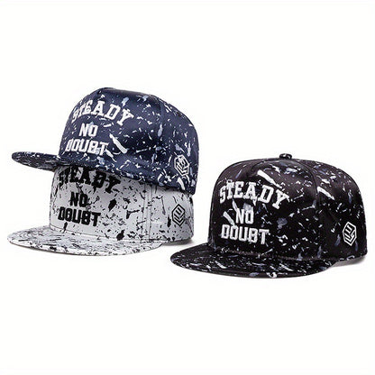 Gorra de hip hop con visera plana, letras bordadas en camuflaje