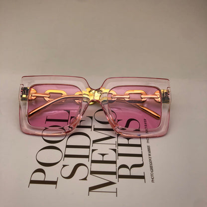 Gafas de sol con cadena cuadrada, gafas de sol retro personalizadas, gafas de sol de moda para mujer