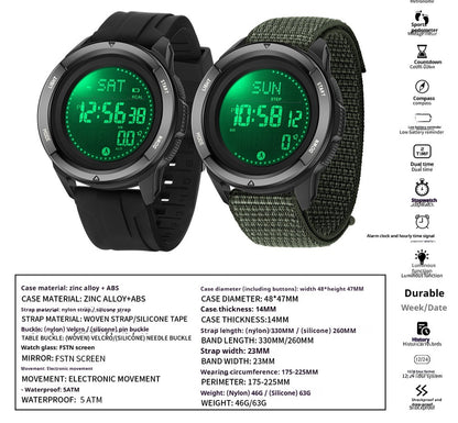 Reloj electrónico deportivo multifuncional para exteriores e impermeable para hombre.