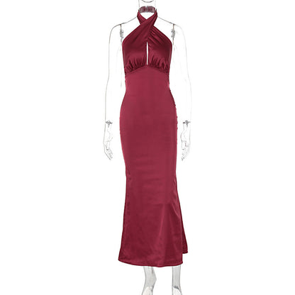 Vestido elegante sin mangas y sin espalda de moda de verano