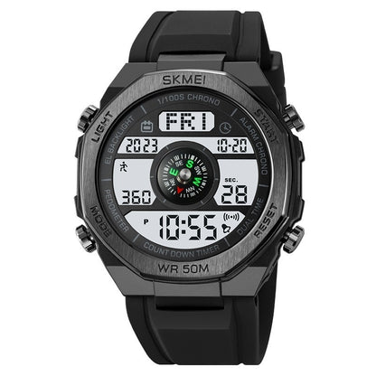 Elektronische Uhr Herren Kompass Student Outdoor Sports Trend Leuchtender Wecker