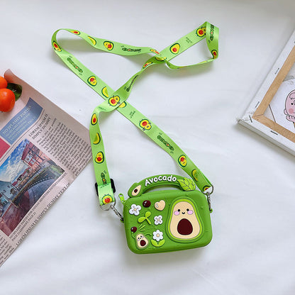 Bolso bandolera portátil de silicona para niños con forma de donut de fruta
