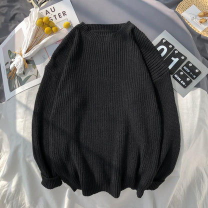 Men's Solid Color Round Neck Sweater Knit Bottoming Shirt