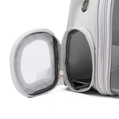 La nueva cápsula espacial, transparente, transpirable y de doble hombro para mascotas.