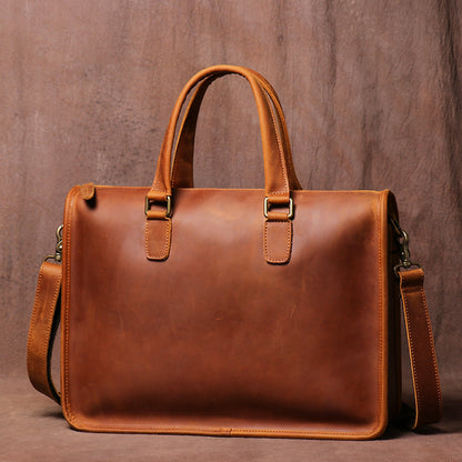 Maletín de cuero Crazy Horse para portátil para hombre