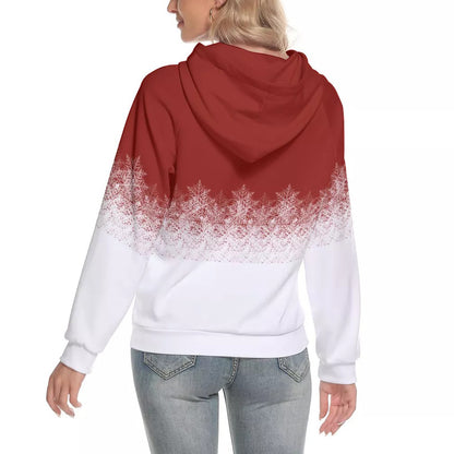 Sudadera con capucha y mangas raglán con estampado de copos de nieve degradados