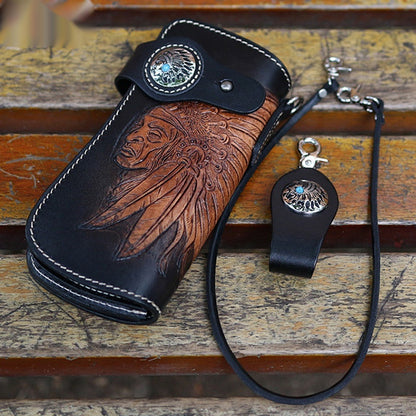 Cartera de piel de vaca de primera capa con bolsa de tela rica personalizada