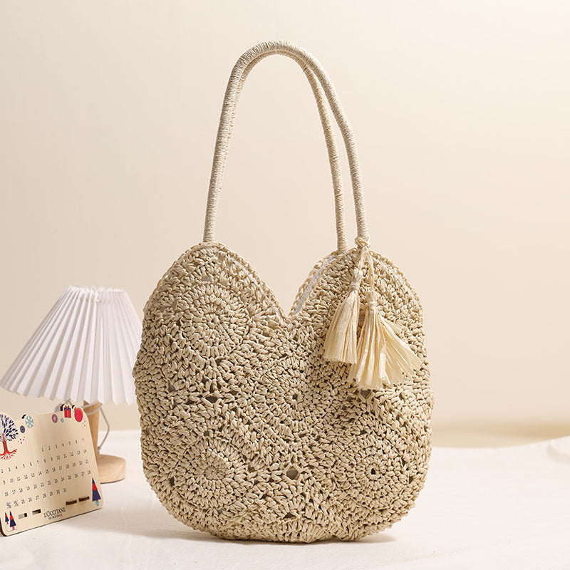 Chic Hollow Tassel Woven Tote