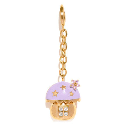 Llavero con colgante de flor de cerezo y borla de flores para niña