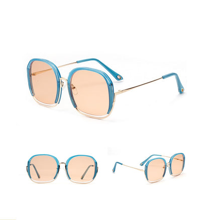 Gafas de sol coloridas, modernas y grandes con media montura para mujer