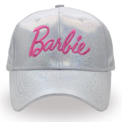Nueva gorra de béisbol Barbie colorida con láser, gorra rosa con letras bordadas, gorra informal de moda