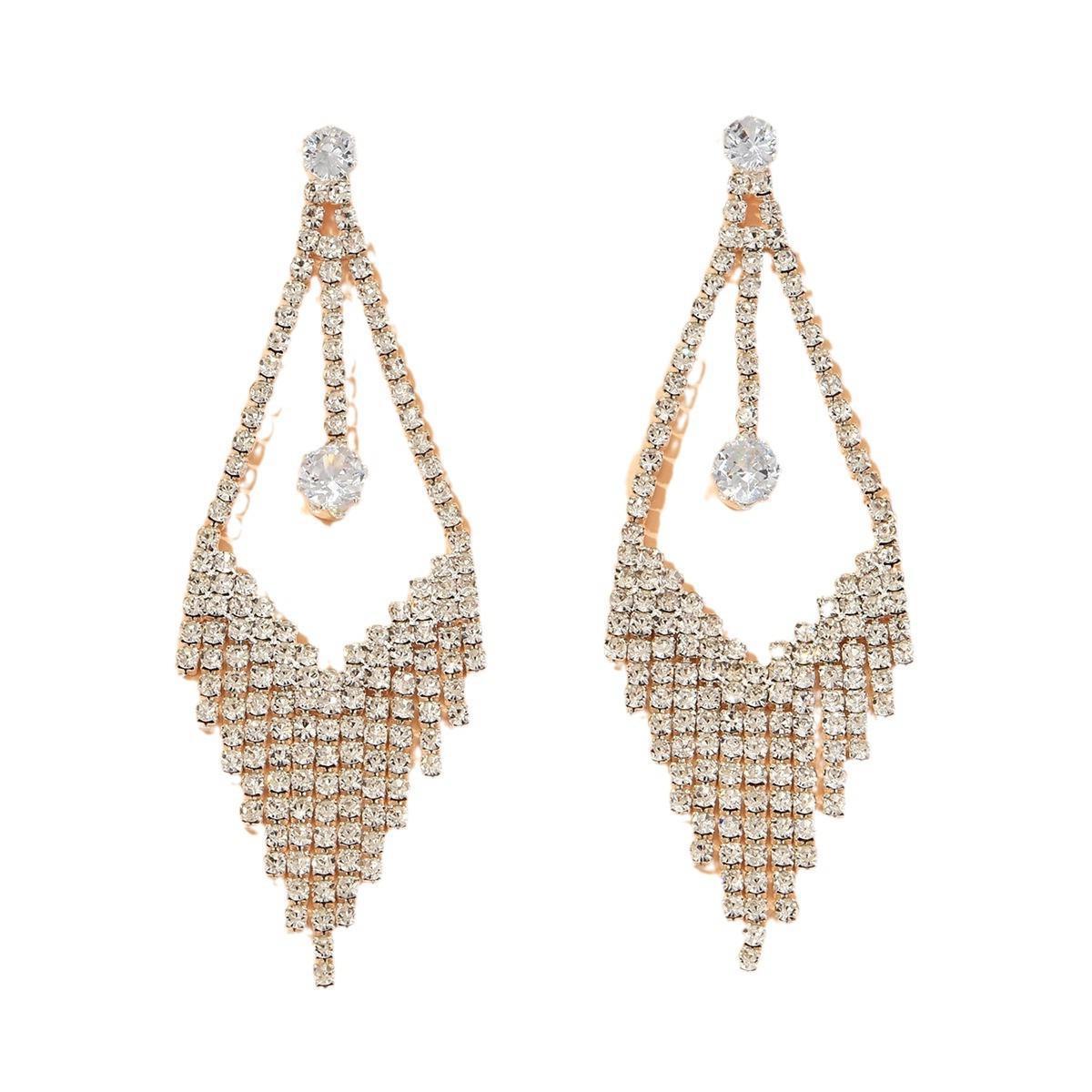 Rhinestone Earrings Love Butterfly Flower Tassel