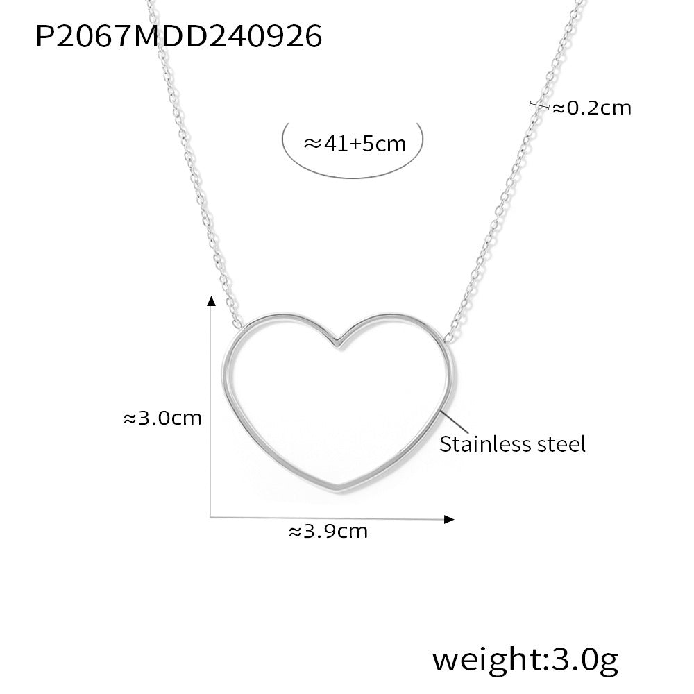 European And American Hollow Love Twin Clavicle Chain Stainless Steel Plated 18K Gold Necklace