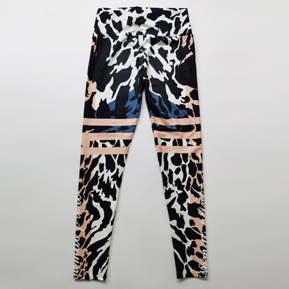 Pantalones de yoga deportivos con estampado de leopardo para mujer