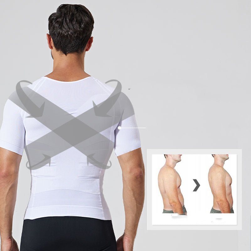 140D Men's Vest Shapewear Men Body Toning T-Shirt Slimming Body Shaper Corrective Posture Belly Control Compression Man Modeling Underwear Corset - BAGMODA
