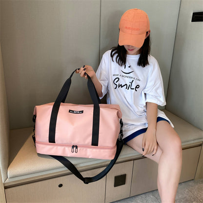 Bolsa de viaje de gran capacidad con compartimento para zapatos, portátil, para deportes, gimnasio, fitness, impermeable, para el hombro, para fin de semana, para mujer