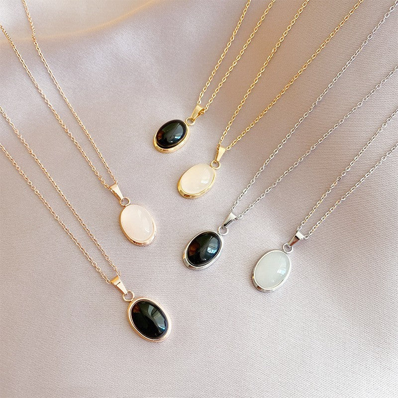 Oval Cat Eye Pendant Titanium Steel Necklace Special-interest Design