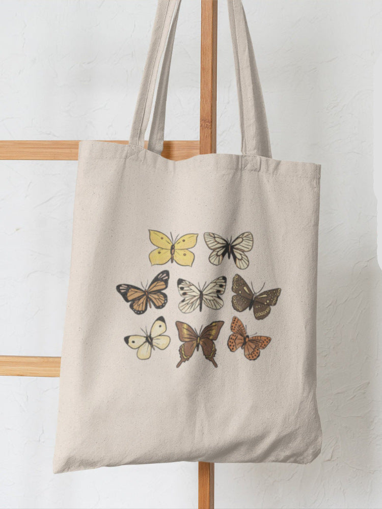 Butterfly Mushroom Printed Canvas Bag Shoulder Bag