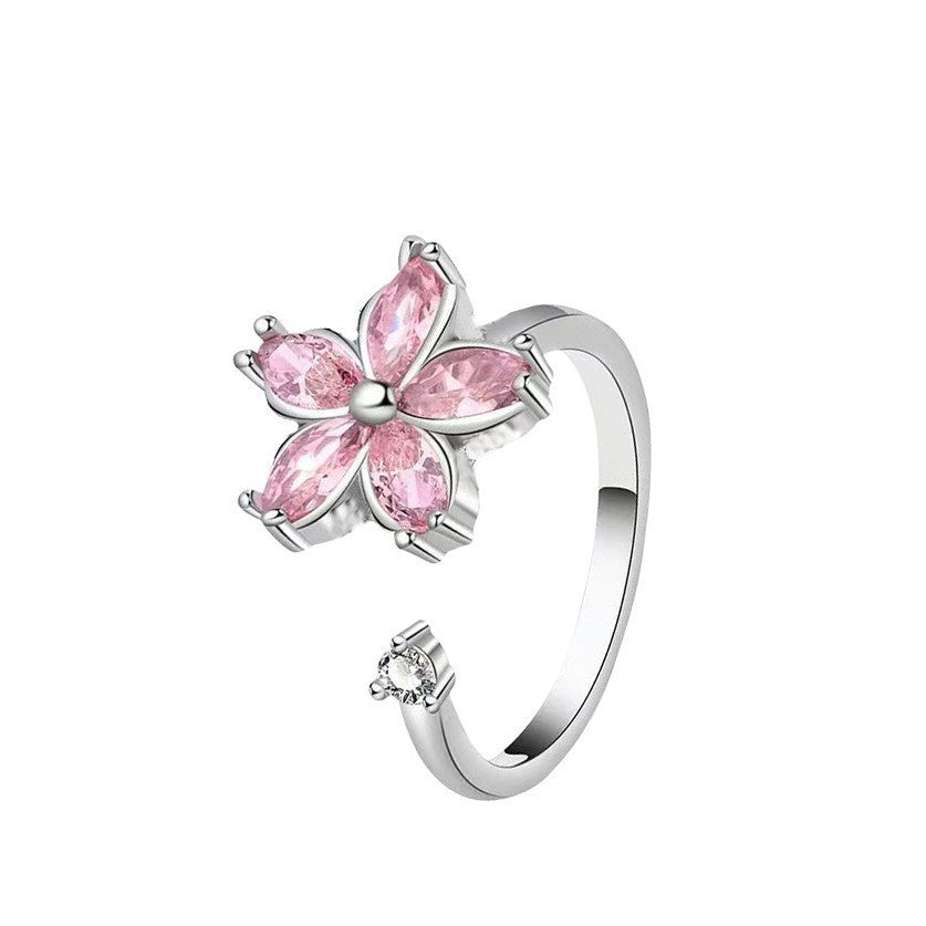New Spinning Ring Female Cherry Zircon