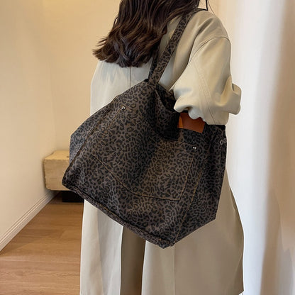 Bolsa de lona con estampado de leopardo