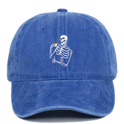 Totenkopf Tee Stickerei Baseball Vintage Distressed Waschmütze