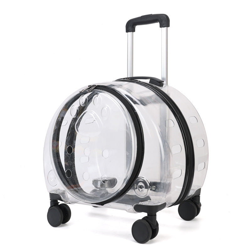 Large Capacity Universal Wheel Fully Transparent Pet Trolley Bag Breathable