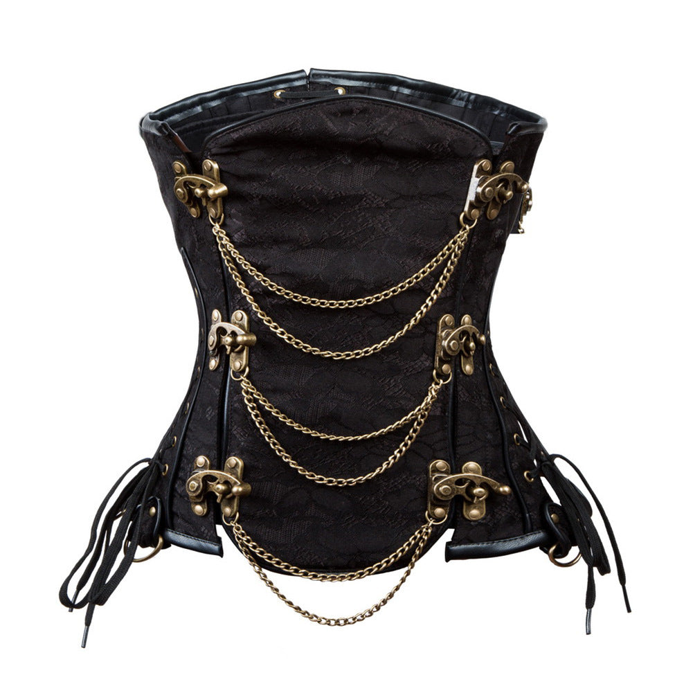 Fajas punk con cadena de metal para mujer