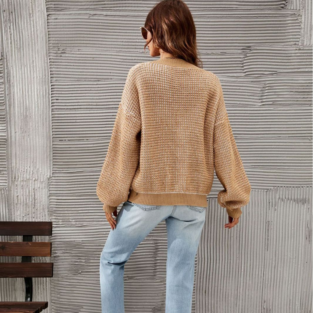 Plus Size Women's Knitwear Button Sweater