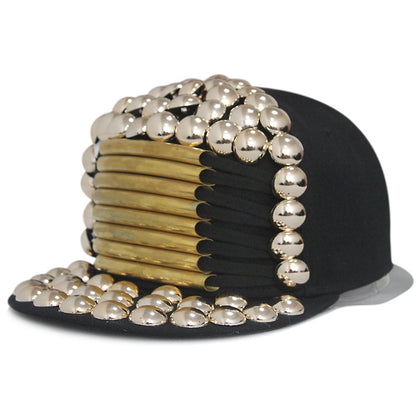 Sombrero estilo Harajuku europeo y americano con remaches de calavera cruzada