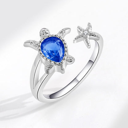 Anillo con diseño de animales lindos del océano, viento hawaiano, vacaciones en la playa