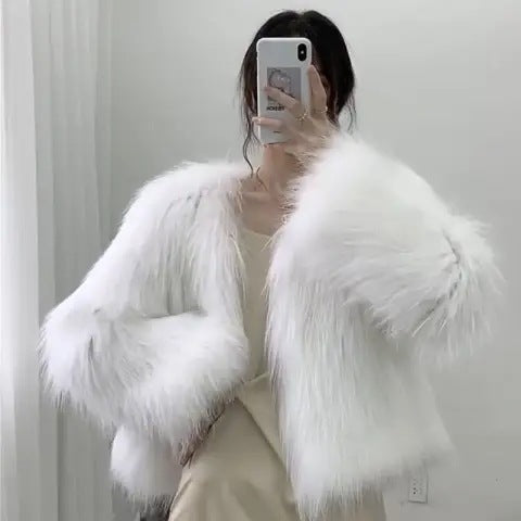 New Slim-fit Slimming Whole Leather Fox-like Coat