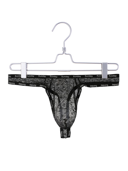 Sexy Lace Underwear Men's Low Waist High Elastic See-through