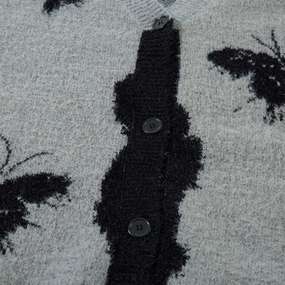 Niche Dark Butterfly V-neck Sweater Coat